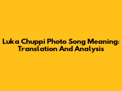 Luka Chuppi Photo Song Meaning: Translation And Analysis