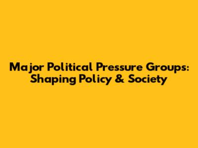 Major Political Pressure Groups: Shaping Policy & Society