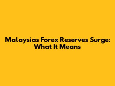 Malaysia's Forex Reserves Surge: What It Means