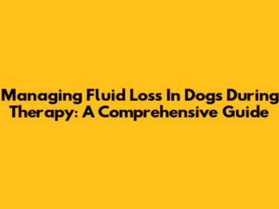 Managing Fluid Loss In Dogs During Therapy: A Comprehensive Guide