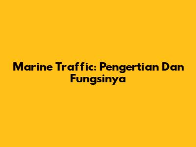 Marine Traffic: Pengertian Dan Fungsinya