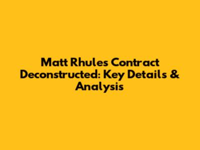 Matt Rhule's Contract Deconstructed: Key Details & Analysis