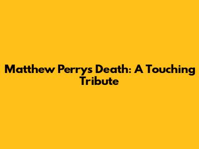 Matthew Perry's Death: A Touching Tribute