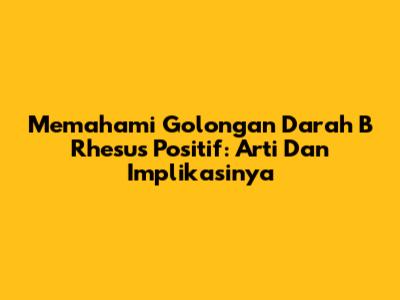 Memahami Golongan Darah B Rhesus Positif: Arti Dan Implikasinya