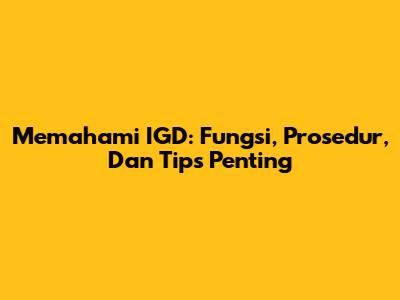 Memahami IGD: Fungsi, Prosedur, Dan Tips Penting