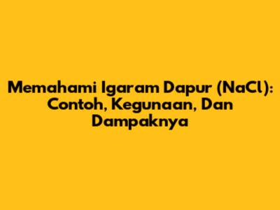 Memahami Igaram Dapur (NaCl): Contoh, Kegunaan, Dan Dampaknya