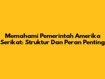 Memahami Pemerintah Amerika Serikat: Struktur Dan Peran Penting