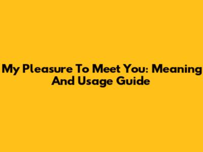 My Pleasure To Meet You: Meaning And Usage Guide