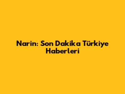 Narin: Son Dakika Türkiye Haberleri