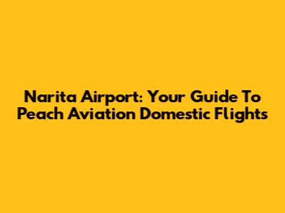 Narita Airport: Your Guide To Peach Aviation Domestic Flights