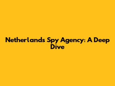 Netherlands Spy Agency: A Deep Dive
