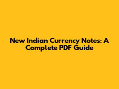 New Indian Currency Notes: A Complete PDF Guide