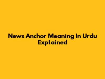 News Anchor Meaning In Urdu Explained