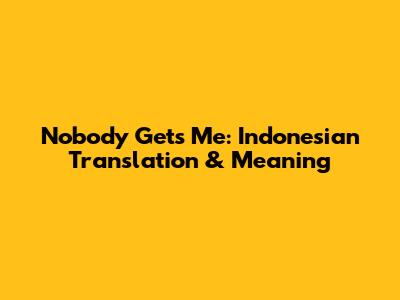 Nobody Gets Me: Indonesian Translation & Meaning