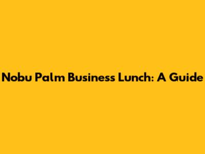 Nobu Palm Business Lunch: A Guide