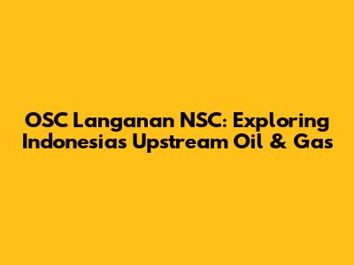 OSC Langanan NSC: Exploring Indonesia's Upstream Oil & Gas