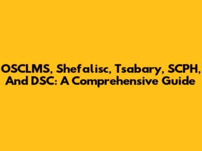 OSCLMS, Shefalisc, Tsabary, SCPH, And DSC: A Comprehensive Guide