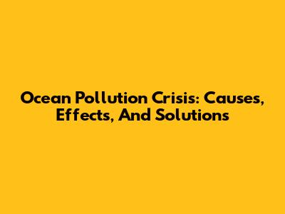 Ocean Pollution Crisis: Causes, Effects, And Solutions