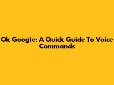 Ok Google: A Quick Guide To Voice Commands