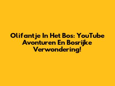 Olifantje In Het Bos: YouTube Avonturen En Bosrijke Verwondering!