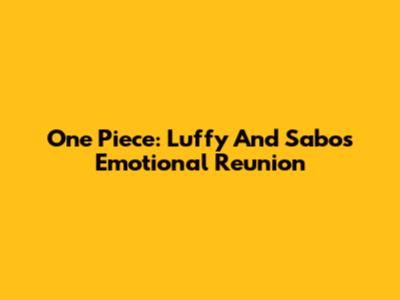 One Piece: Luffy And Sabo's Emotional Reunion