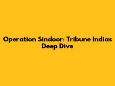 Operation Sindoor: Tribune India's Deep Dive