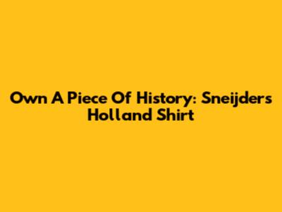 Own A Piece Of History: Sneijder's Holland Shirt