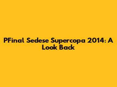 PFinal Sedese Supercopa 2014: A Look Back