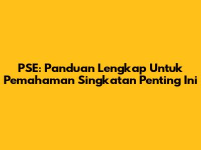 PSE: Panduan Lengkap Untuk Pemahaman Singkatan Penting Ini