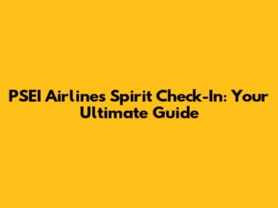 PSEI Airlines Spirit Check-In: Your Ultimate Guide