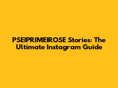 PSEIPRIMEIROSE Stories: The Ultimate Instagram Guide
