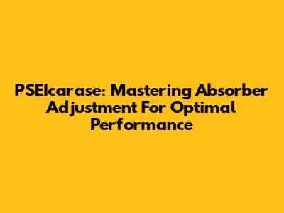 PSEIcarase: Mastering Absorber Adjustment For Optimal Performance