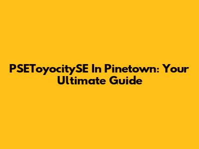 PSEToyocitySE In Pinetown: Your Ultimate Guide