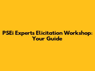PSEi Experts Elicitation Workshop: Your Guide