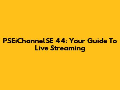 PSEiChannelSE 44: Your Guide To Live Streaming