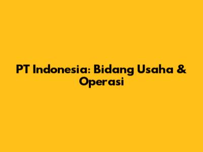 PT Indonesia: Bidang Usaha & Operasi