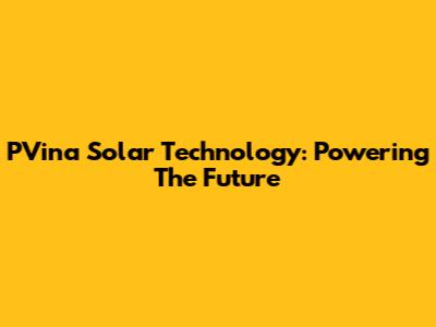 PVina Solar Technology: Powering The Future