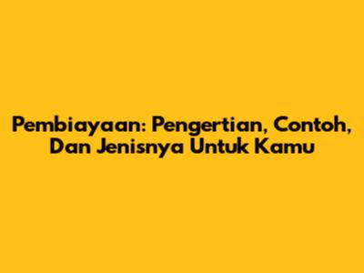 Pembiayaan: Pengertian, Contoh, Dan Jenisnya Untuk Kamu