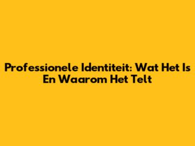 Professionele Identiteit: Wat Het Is En Waarom Het Telt