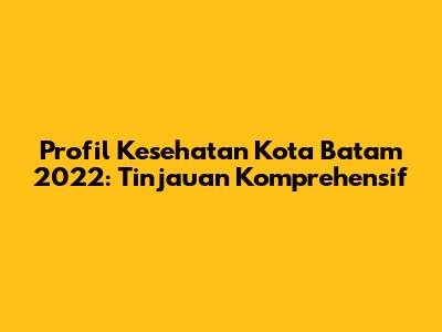 Profil Kesehatan Kota Batam 2022: Tinjauan Komprehensif