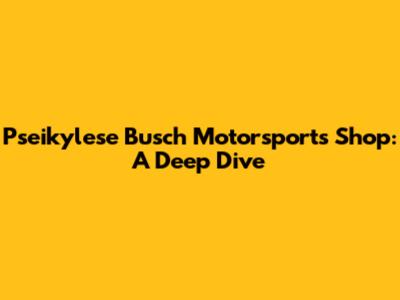 Pseikylese Busch Motorsports Shop: A Deep Dive