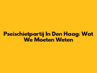 Pseischietpartij In Den Haag: Wat We Moeten Weten