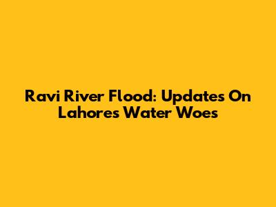 Ravi River Flood: Updates On Lahore's Water Woes