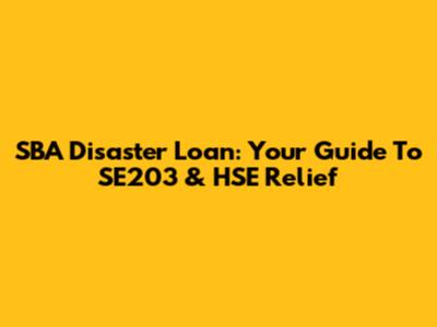 SBA Disaster Loan: Your Guide To SE203 & HSE Relief