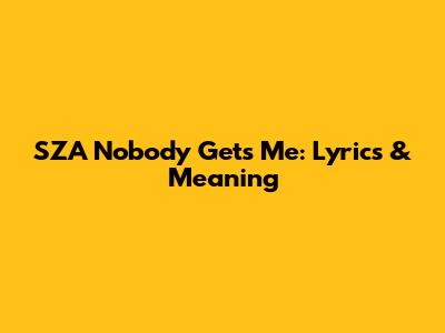 SZA Nobody Gets Me: Lyrics & Meaning