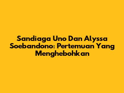 Sandiaga Uno Dan Alyssa Soebandono: Pertemuan Yang Menghebohkan