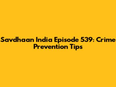 Savdhaan India Episode 539: Crime Prevention Tips