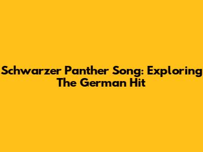 Schwarzer Panther Song: Exploring The German Hit
