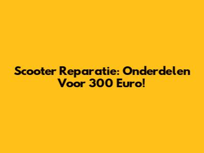 Scooter Reparatie: Onderdelen Voor 300 Euro!