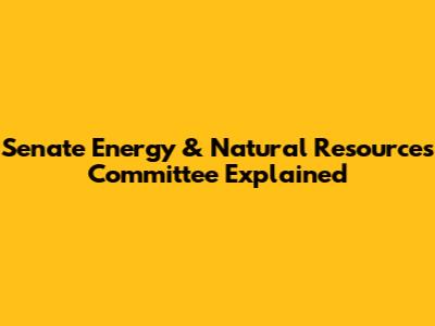 Senate Energy & Natural Resources Committee Explained